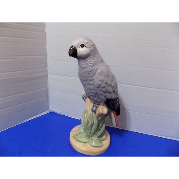 NEW Ceramic Parrots Statue Figurine Tropical Home Decor Birds African Gray - Picture 6 of 6
